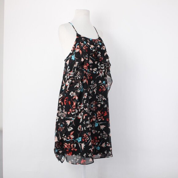BCBG Maxazria Dress $178 Sz L Black Multi Color Floral 100% Polyester Dress - Picture 6 of 14